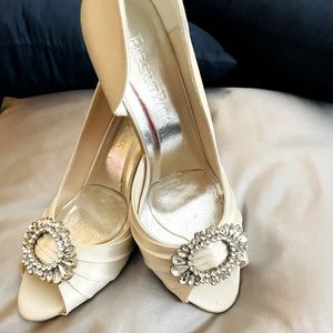 Satin Ivory bejeweled Wedding shoes!!